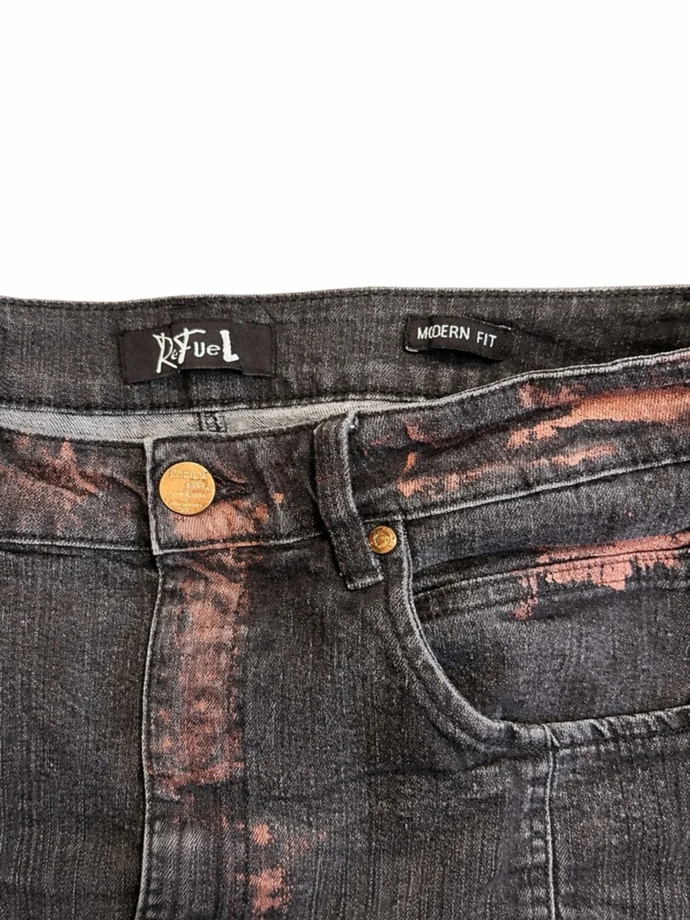 Refuel Black Red Moto Biker Jeans 36x32 Distressed Zip Streetwear Y2K Punk - Picture 5 of 6